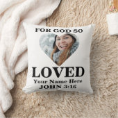 ハートカスタム写真クリスチャン・バイブルVerse John 3 16 クッション (ブランケット)