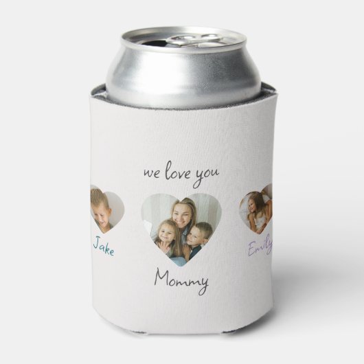 ハートカスタム写真クーラーボックス- We Love You Mom 缶クーラー (缶正面)