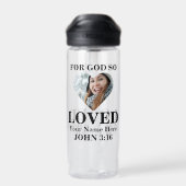 ハートカスタム写真バイブル聖句クリスチャン ウォーターボトル (背面)