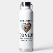 ハートカスタム写真バイブル聖句クリスチャン ウォーターボトル (背面)