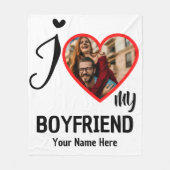 ハートカスタム写真I Love My Boyer フリースブランケット (正面)