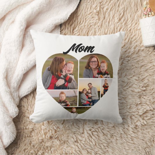 ハートカスタム形の家族写真コラージュfor Mom クッション (ブランケット)