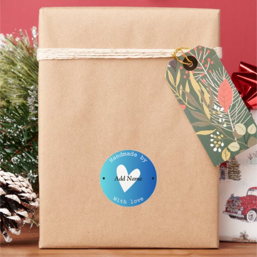 ハートカスタム手作りありがとうステッカー ラウンドシール (クリスマス)