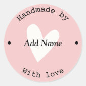 ハートカスタム手作りありがとうステッカー ラウンドシール (正面)