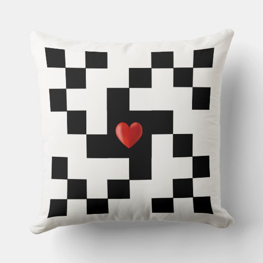 ハートカスタム抽象芸術形状白黒 クッション (裏面)