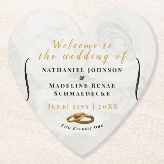 ハートカスタム紙コースター結婚ズテーブルシック ペーパーコースター (正面)