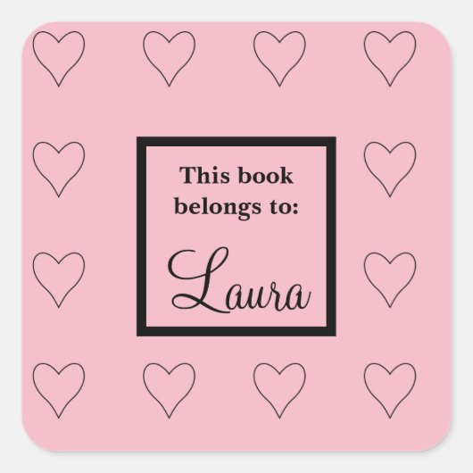 ハートカスタム蔵書票ラベルのシール スクエアシール (正面)