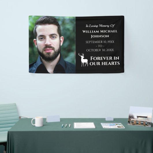 ハートカスタム記念碑に永遠の鹿の写真 横断幕 (トレードショー)