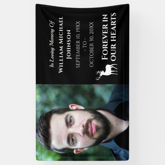 ハートカスタム記念碑に永遠の鹿の写真 横断幕 (縦)