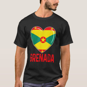 ハートカッコいいグレナダ国旗の男性女性キッズ愛国心 Tシャツ