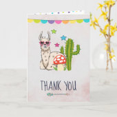 ハートカッコいい型サングラスのラマ カード (黄色い花)