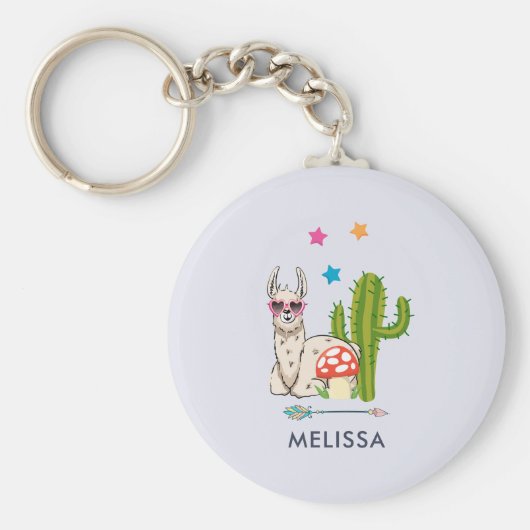 ハートカッコいい型サングラスのラマ キーホルダー (正面)