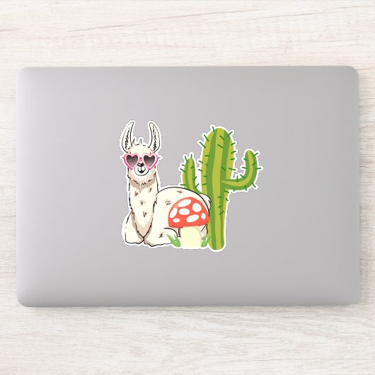 ハートカッコいい型サングラスのラマ シール (コンピューター)