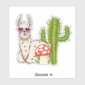 ハートカッコいい型サングラスのラマ シール (シート)