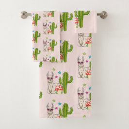 ハートカッコいい型サングラスのラマ バスタオルセット