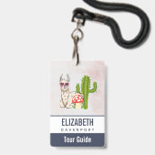 ハートカッコいい型サングラスのラマ バッジ (裏面（ネックストラップ付）)