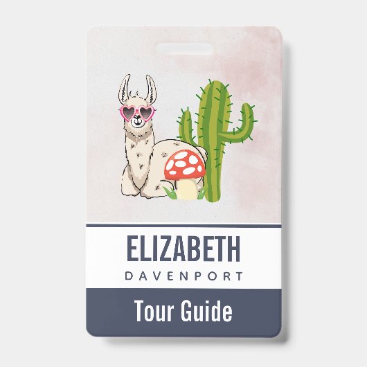 ハートカッコいい型サングラスのラマ バッジ (正面)