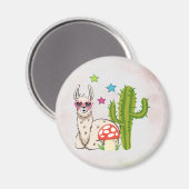 ハートカッコいい型サングラスのラマ マグネット (正面/裏面)