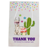 ハートカッコいい型サングラスのラマ ミディアムペーパーバッグ (裏面)