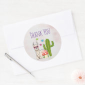 ハートカッコいい型サングラスのラマ ラウンドシール (封筒)