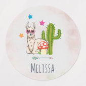 ハートカッコいい型サングラスのラマ ラベル (デザイン2)