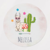 ハートカッコいい型サングラスのラマ ラベル (デザイン1)