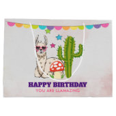 ハートカッコいい型サングラスのラマ ラージペーパーバッグ (裏面)