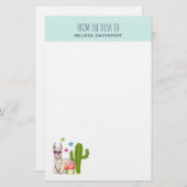 ハートカッコいい型サングラスのラマ 便箋 (正面/裏面)