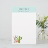 ハートカッコいい型サングラスのラマ 便箋 (スタンド正面)