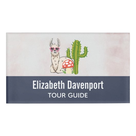 ハートカッコいい型サングラスのラマ 名札 (正面)