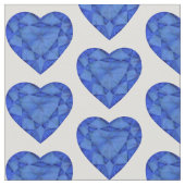 ハートカットサファイアウォーターカラーアート生地 ファブリック (クローズアップ)