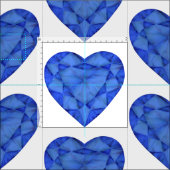 ハートカットサファイアウォーターカラーアート生地 ファブリック (タイル)