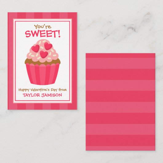 ハートカップケーキのバレンタイン教室用カード ノートカード (正面/裏面)