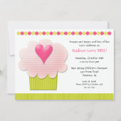 ハートカップケーキ誕生パーティーの招待 招待状 (正面)