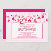 ハートカップモダンルズベビーシャワー招待状 招待状 (正面/裏面)