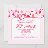 ハートカップモダンルズベビーシャワー招待状 招待状 (正面)