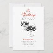 ハートカップルグラス結婚のラブカクテル 招待状 (正面)