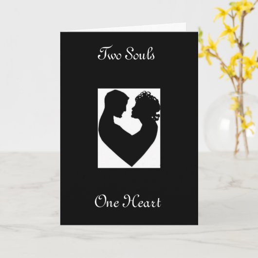 ハートカップル、ふたつの魂、ひとつのハート カード (黄色い花)