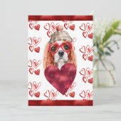 ハートカバリエスパニエル犬ドッグラバーバレンタインギフト シーズンカード (スタンド正面)