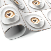 ハートカプチーノカップオンホワイト ラッピングペーパー (ロールコーナー)