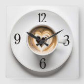 ハートカプチーノinホワイトカップ スクエア壁時計 (正面)