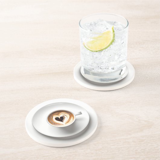 ハートカプチーノinホワイトコーヒーカップ コースター (側面)