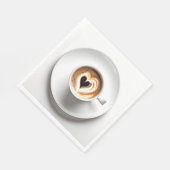 ハートカプチーノinホワイトコーヒーカップ スタンダードランチョンナプキン (角)
