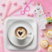 ハートカプチーノinホワイトコーヒーカップ ペーパープレート (パーティー)