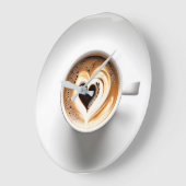 ハートカプチーノinホワイトコーヒーカップ ラージ壁時計 (傾斜)