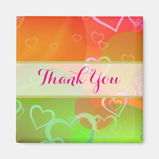 ハートカラフルとバルーン – ありがとう マグネット (正面)