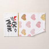 ハートカラフルと黒文字は鉱山である バスタオルセット (ハンドタオル)