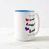 ハートカラフルの愛と笑い ツートーンマグカップ (正面右)