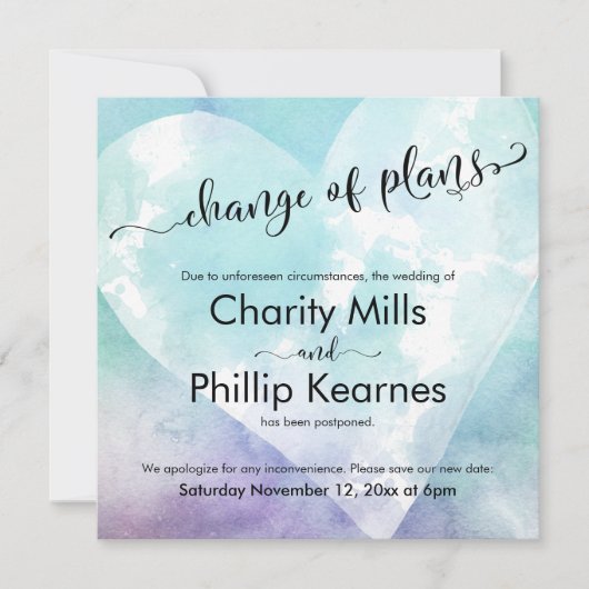 ハートカラフルの結婚計画変更延期 (正面)