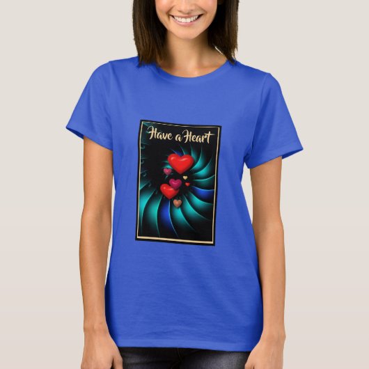 ハートカラフルはっきりしたデザイン Tシャツ (正面)